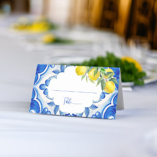 Carte De Placement C'est l'amour Carreau bleu citron douche de mariée