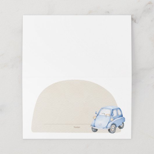 Carte De Placement C'est Un Garçon Bleu Boho Baby shower Voiture Toy (Extérieur déplié)