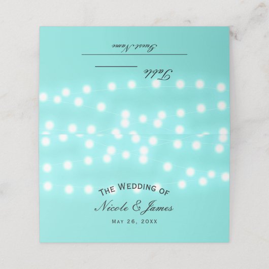 Carte De Placement Chaîne bleu turquoise Lumières Élégante Table (Extérieur déplié)