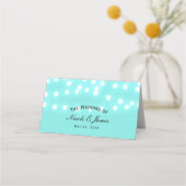 Carte De Placement Chaîne bleu turquoise Lumières Élégante Table (Devant)