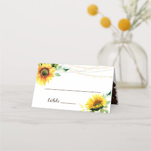 Carte De Placement Chaîne de tournesols éclats Mariage en bois rustiq