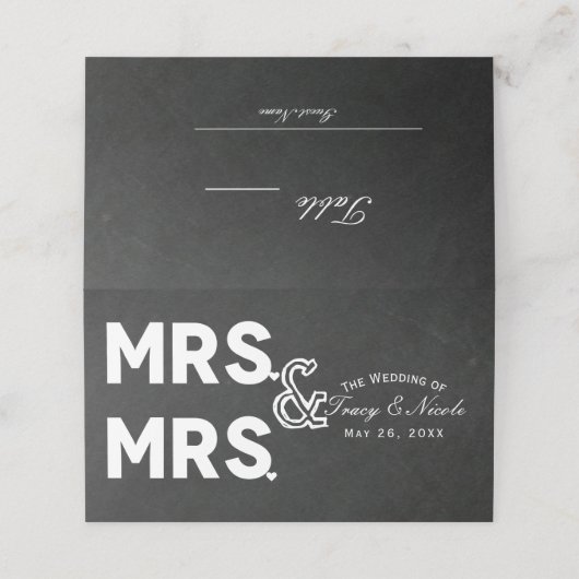 Carte De Placement Chalkboard Chalk M. & Mme Mariage Table assise (Extérieur déplié)