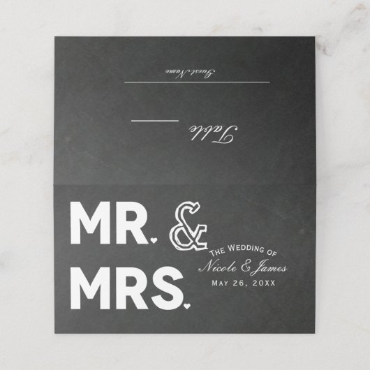Carte De Placement Chalkboard Chalk M. & Mme Mariage Table assise (Extérieur déplié)