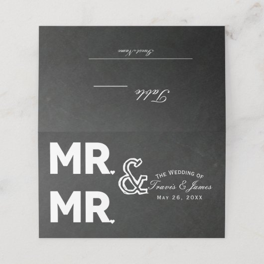 Carte De Placement Chalkboard Chalk MR & MR Gay Mariage Table assise (Extérieur déplié)