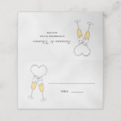 Carte De Placement Champagne Heart on Grey Plaqué Carte Place (Extérieur déplié)