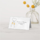 Carte De Placement Champagne Heart on Grey Plaqué Carte Place (Dos)