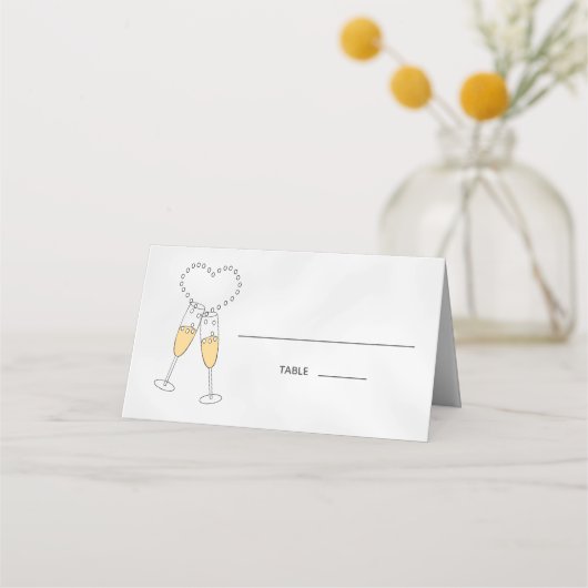 Carte De Placement Champagne Heart on Grey Plaqué Carte Place (Devant)