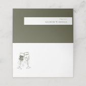Carte De Placement Champagne Olive bois Vert Blanc Mariage (Extérieur déplié)