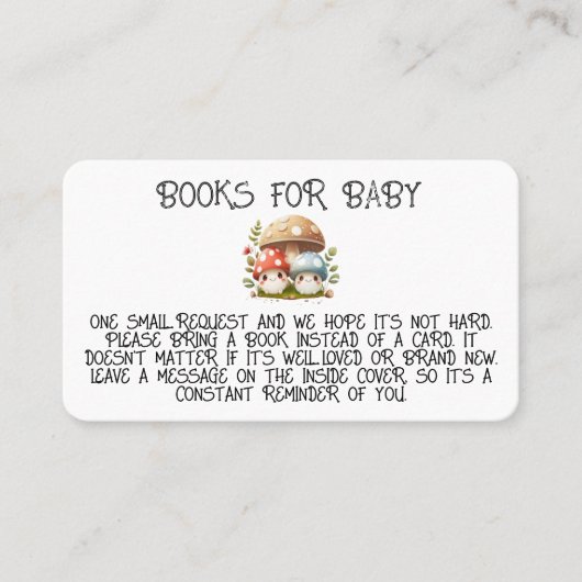 Carte De Placement Champignons Apportez un livre baby shower Plat Pla (Devant)