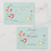 Carte De Placement Chanter des oiseaux avec des fleurs Cadre Mariage (Devant / Derrière)