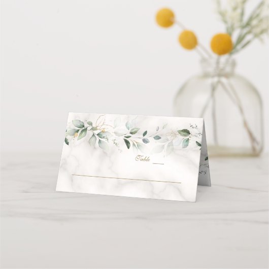 Carte De Placement Charm Airy Greenery Marble Numéro de table (Devant)