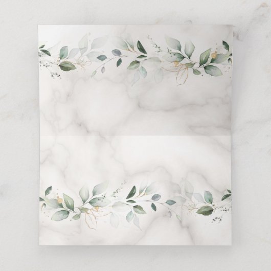 Carte De Placement Charm Airy Greenery Marble Numéro de table (Intérieur déplié)