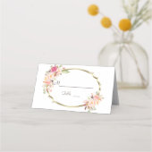 Carte De Placement Charm Blush rose Floral Or Mariage Numéro de table (Dos)