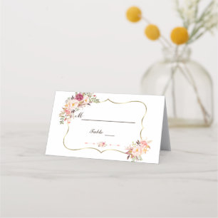 Carte De Placement Charm Gold Blush rose Floral Mariage Numéro de tab