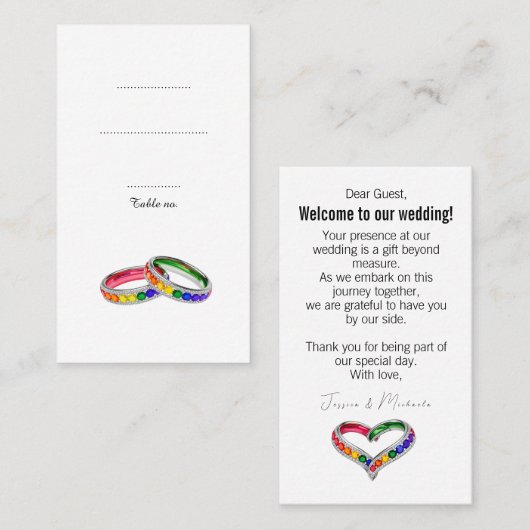 Carte De Placement 🌈Charmant et unique  Entrelacé dans la Fierté (Devant / Derrière)