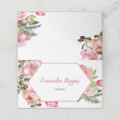 Carte De Placement Charmant Hexagone Floral Nom de l'Invité Siège (Extérieur déplié)
