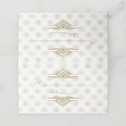 Carte De Placement Charmante Gold Great Gatsby Art Déco Mariage des a (Extérieur déplié)