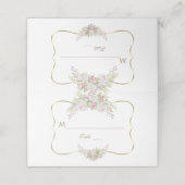 Carte De Placement Charme Fleurs blanches Mariage or Numéro de table (Extérieur déplié)