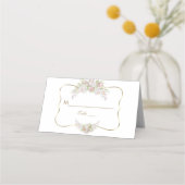 Carte De Placement Charme Fleurs blanches Mariage or Numéro de table (Dos)