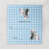 Carte De Placement Chat mère blanc souriant Trois chatons sur Plaid (Extérieur déplié)