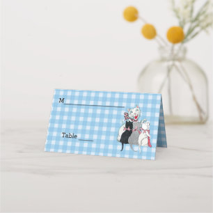 Carte De Placement Chat mère blanc souriant Trois chatons sur Plaid