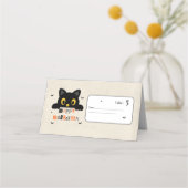 Carte De Placement Chat noir mignon Halloween (Devant)