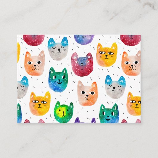 Carte De Placement Chats aquarelles et amis (Devant)