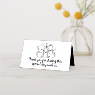 Carte De Placement Chats Black Mariage Fête des mariées Merci Kitty
