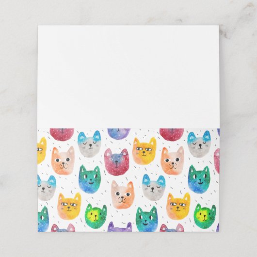 Carte De Placement Chats et amis à l'aquarelle (Extérieur déplié)