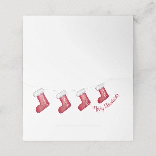 Carte De Placement Chaussures personnalisées de Noël blanc et rouge (Extérieur déplié)