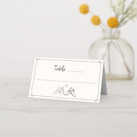 Carte De Placement Chaussures Tirky Tirées À La Main Doodle Table Pla (Devant)
