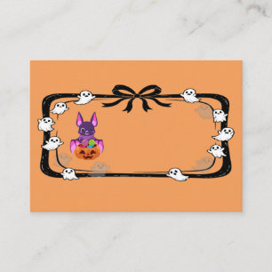 Carte De Placement Chauve-souris d'Halloween avec bonbons orange