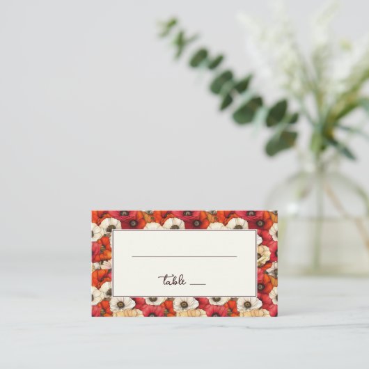 Carte De Placement Cheerful Red Floral Poppies (Debout devant)