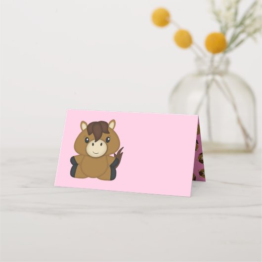 Carte De Placement Cheval Baby shower fille rose (Devant)