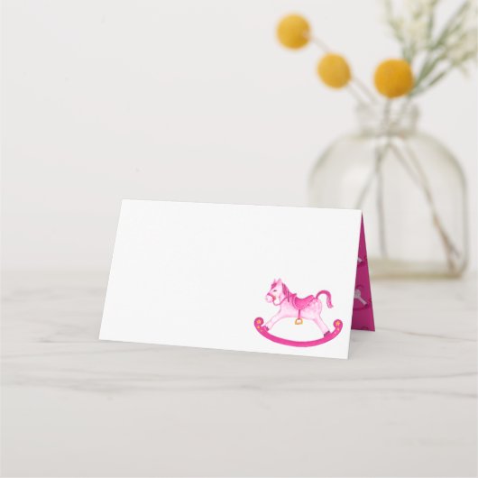 Carte De Placement Cheval rocailleux rose aquarelle art (Devant)
