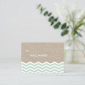 Carte De Placement Chevrons à la menthe sur Burlap Place Card (Debout devant)