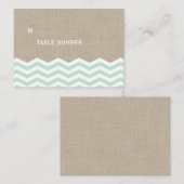 Carte De Placement Chevrons à la menthe sur Burlap Place Card (Devant / Derrière)