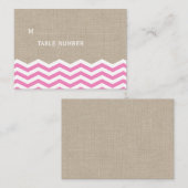 Carte De Placement Chevrons roses sur Burlap Place Card (Devant / Derrière)