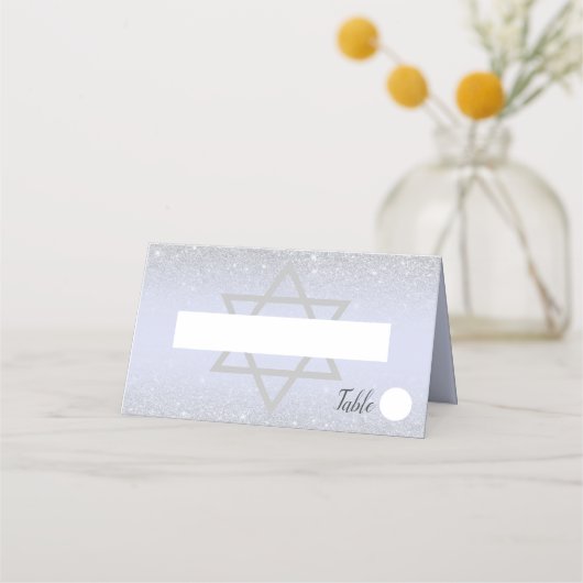 Carte De Placement Chic argent parties scintillant script lavande Bat (Devant)