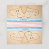 Carte De Placement Chic Blush Pink Purple Beach Mariage 2 Heart Sand (Extérieur déplié)