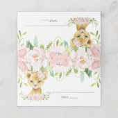 Carte De Placement Chic Blush Rose Floral Lion Cub Nom d'hôte (Extérieur déplié)