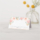 Carte De Placement Chic Blush Rose Floral Papillons Nom d'hôte Plac (Dos)