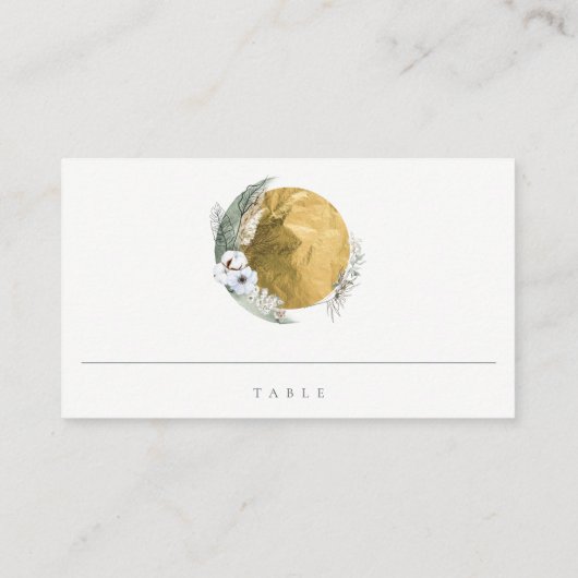 Carte De Placement Chic Boho Gold Saga Green Floral Wreath Mariage (Dos)