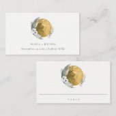 Carte De Placement Chic Boho Gold Saga Green Floral Wreath Mariage (Devant / Derrière)