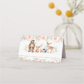 Carte De Placement Chic Bois Animaux Blush Floral Douche Anniversaire (Dos)