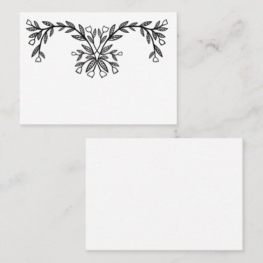 Carte De Placement Chic cadre floral élégant Botanique Custom B&W (Devant / Derrière)
