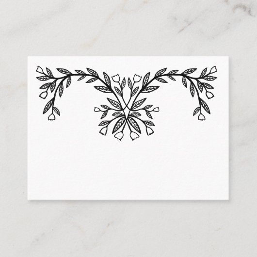 Carte De Placement Chic cadre floral élégant Botanique Custom B&W (Devant)