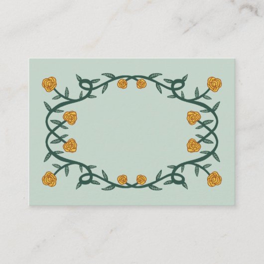 Carte De Placement Chic cadre Rose élégant Botanique Floral GreenGold (Devant)