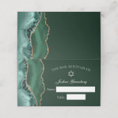 Carte De Placement Chic Dark Green Gold Bar Mitzvah Place Card (Extérieur déplié)