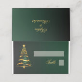 Carte De Placement Chic élégant Mariage d'arbre de Noël doré (Extérieur déplié)